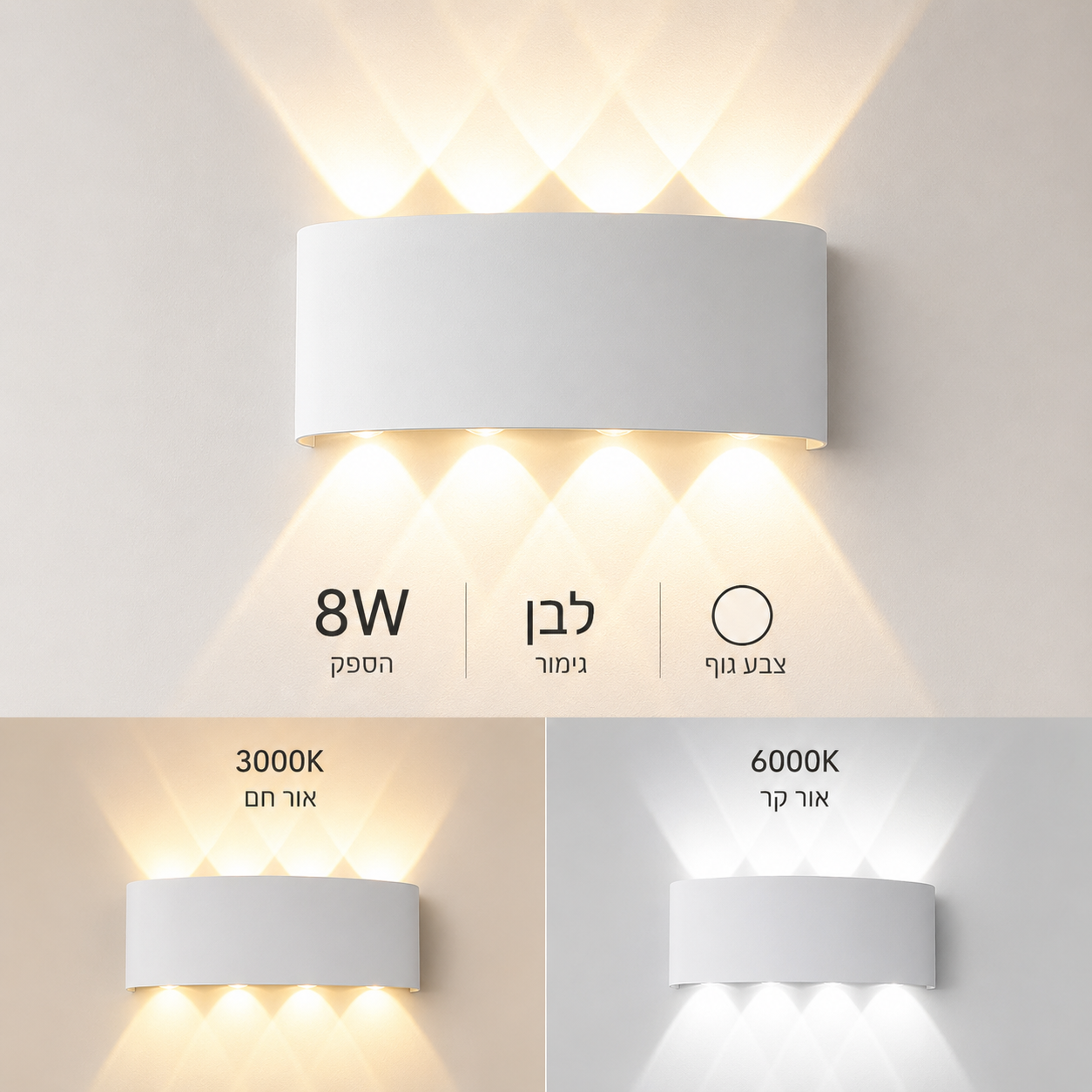 מנורת קיר LED מודרנית – גרסאות לפנים או לחוץ
